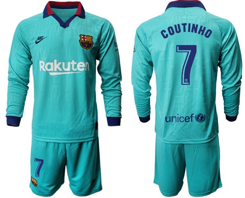 Barcelona #7 Coutinho Third Long Sleeves Soccer Club Jersey